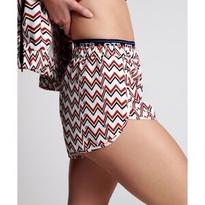 One Teaspoon Sport Heartline Runner Shorts Women XXS Red White Chevron Retro NEW
